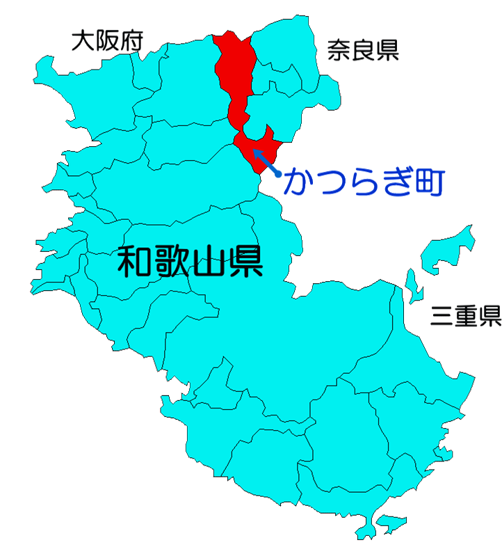 近畿圏におけるかつらぎ町の位置図